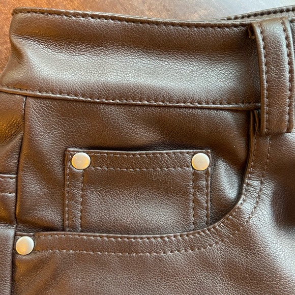 Avec Les Filles NWT for Anthropologie brown Faux Leather Sz XS jeans - Picture 6 of 10
